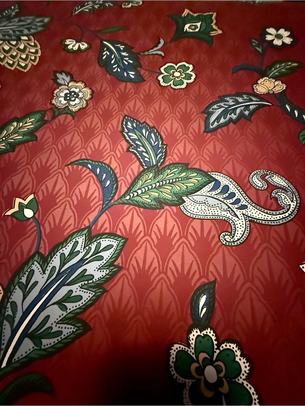 Vintage Wallpaper Floral Paisley Burgundy Seabrook Design Unused Roll MultiColor
